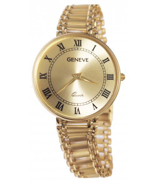 Złoty zegarek Unisex Geneve Gold Rome Index 