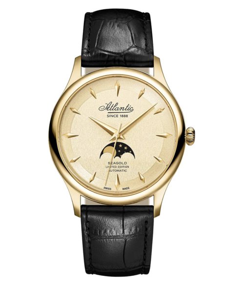 Złoty zegarek męski Atlantic Seagold Moonphase Limited Edition 96741.65.31