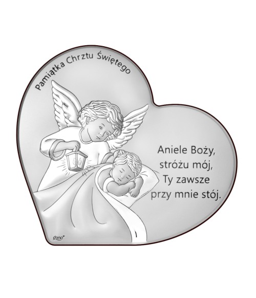 OBRAZEK ANIOŁ NAD DZIECIĄTKIEM PAMIĄTKA CHRZTU ŚWIĘTEGO DS123/3 15X14