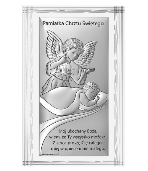 OBRAZEK SREBRNY PAMIĄTKA CHRZTU ŚW. 6727F/2X 14X21