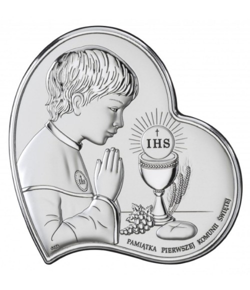 OBRAZEK SREBRNY I KOMUNIA ŚW. DLA CHŁOPCA DS03/2O 11X11