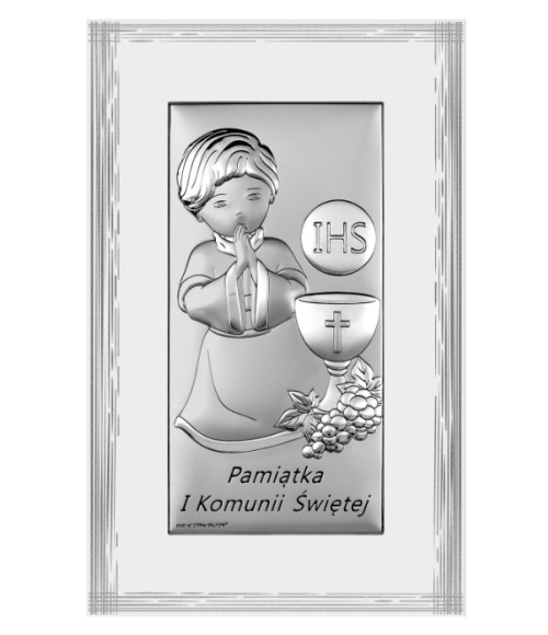 OBRAZEK SREBRNY I KOMUNIA ŚW. DLA CHŁOPCA DS135F/2O 9X14
