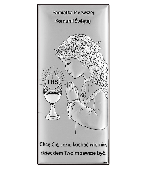 OBRAZEK SREBRNY I KOMUNIA ŚW. DLA DZIEWCZYNKI DS222/3A 8X18