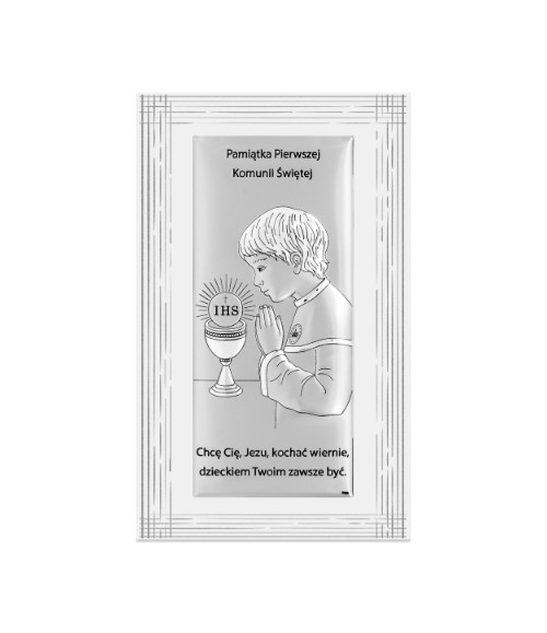 OBRAZEK SREBRNY I KOMUNIA ŚW. DLA CHŁOPCA DS222F/2O 11X17