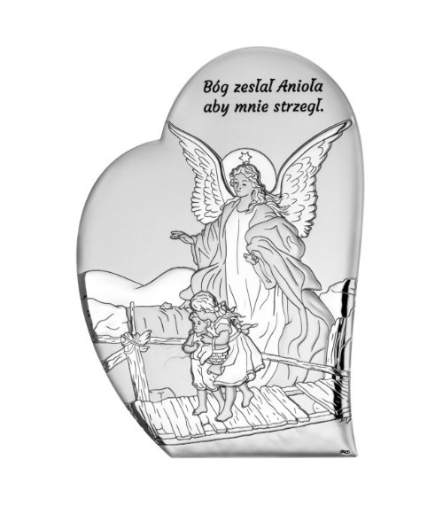 OBRAZEK SREBRNY ANIOŁ STRÓŻ DS226/3X 15X21